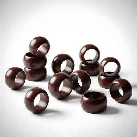 3d rendering of wooden rings on a white background with shadow.の写真素材