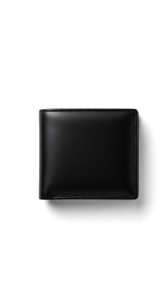 Black leather wallet isolated on white background. Clipping path included.