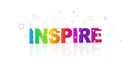 3d Illustration of the word inspire, multicolored letters on white background