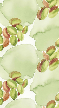 Watercolor seamless pattern with pistachios. Hand drawn illustration.の写真素材
