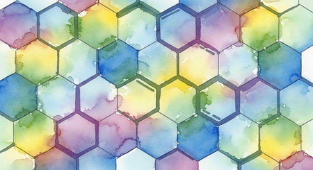 Watercolor honeycomb background. Hand painted illustration for your design.