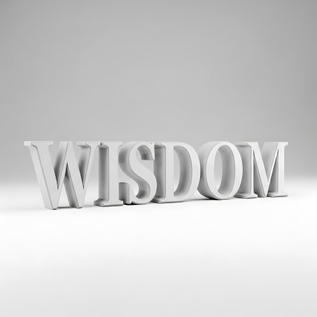 3d illustration of WISDOM title over a white backgroundの写真素材