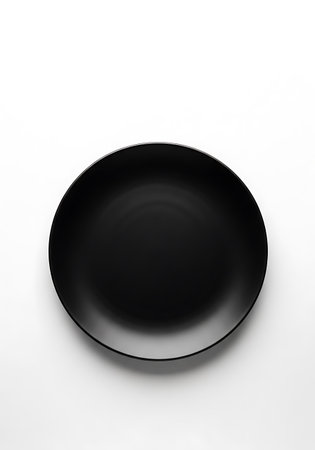 Empty black plate isolated on white background. 3d render illustration.の写真素材