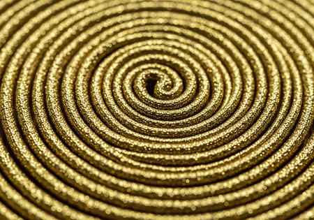 Close up of a gold spiral background. Shallow depth of field.の写真素材