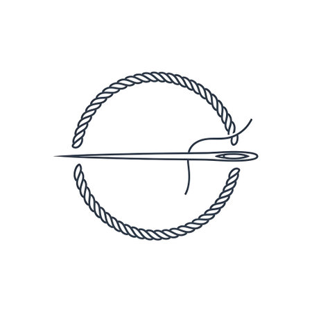 Sewing needle and rope icon. Hand drawn vector illustration.の写真素材