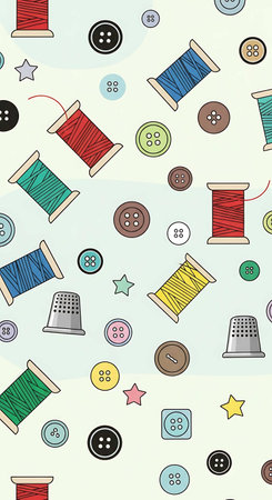 Seamless pattern with sewing tools and accessories. Vector illustration.の写真素材