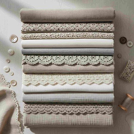 Woolen fabrics and accessories for sewing and embroidery.
