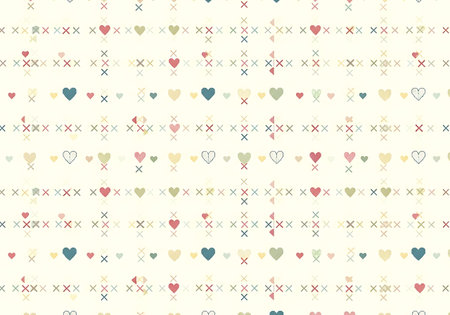 Seamless pattern with colorful hearts on a white background for Valentine's dayの写真素材