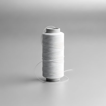 Spool of white thread isolated on white background. 3d illustrationの写真素材