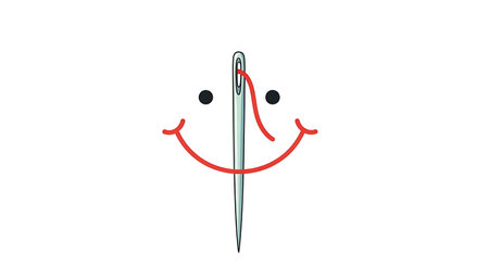 cartoon smiley with a needle on a white background. vector illustrationの写真素材