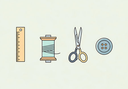 Sewing tools icons set. Vector illustration in thin line styleの写真素材