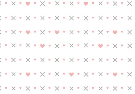 Seamless pattern with hearts and crosses on a white background.の写真素材