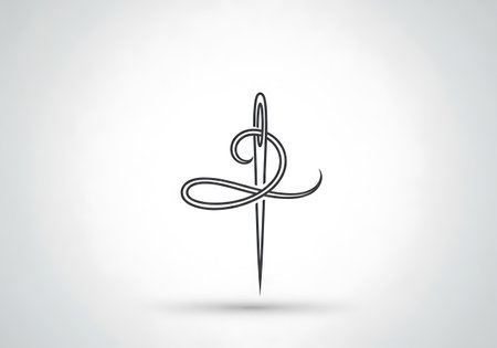 Needle and thread vector illustration. Hand drawn needle and thread icon.の写真素材