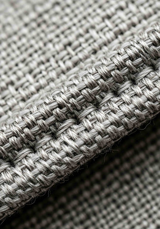 macro texture of gray fabric with a pattern of braids closeup