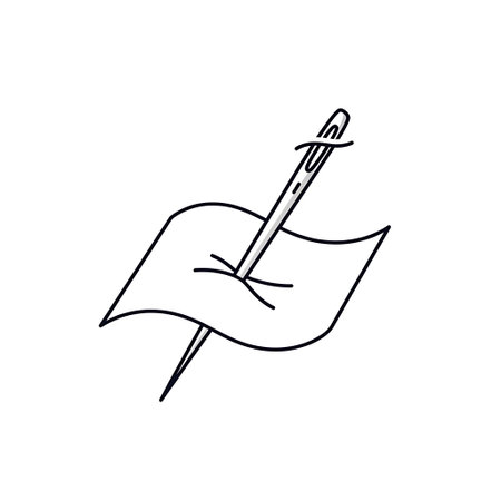 Pen and flag icon. Single high quality outline symbol for web design or mobile app. Thin line sign for logo design. Black outline pictogram on white backgroundの写真素材