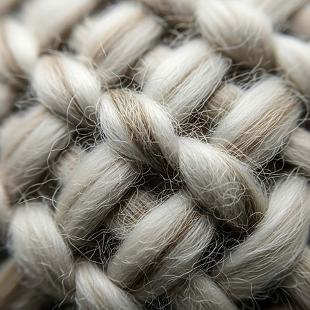 close up of a white braided thread as a background. macroの写真素材