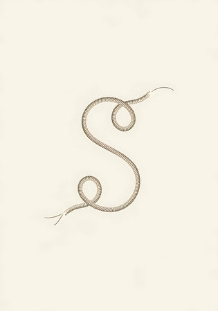 snake alphabet S on a white background in retro style, vintageの写真素材