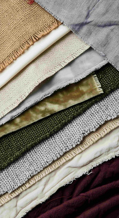Closeup detail of multi color fabric texture samples for design background.の写真素材