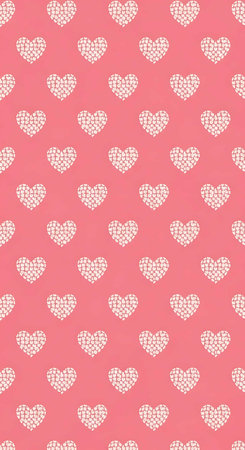 Seamless pattern with hearts on pink background. Vector illustration.