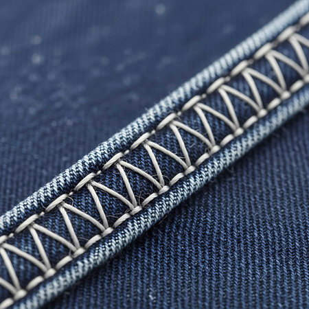 Close up of zipper on blue jeans. Shallow depth of field.