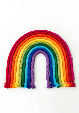Rainbow made of colored paper on a white background. 3d renderingの写真素材