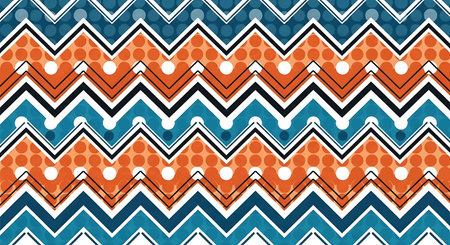 Seamless zigzag pattern in blue and orange colors.の写真素材