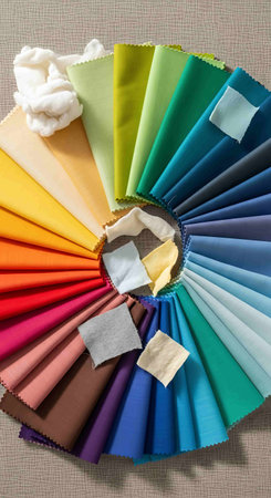 Colorful fabric swatches for curtains, curtains and blinds.の写真素材