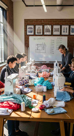 Fashionable designers are working on new collection of clothes.