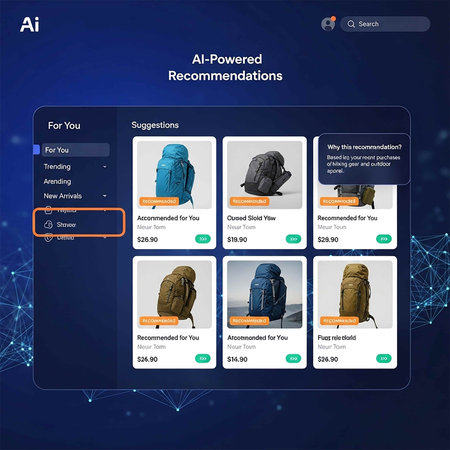 A Website Template with Hiking and Camping Related Elements on a Blue Background