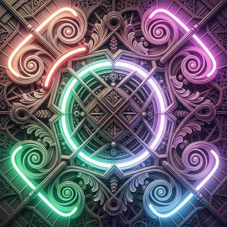 3d rendering of a neon sign in the shape of a circle