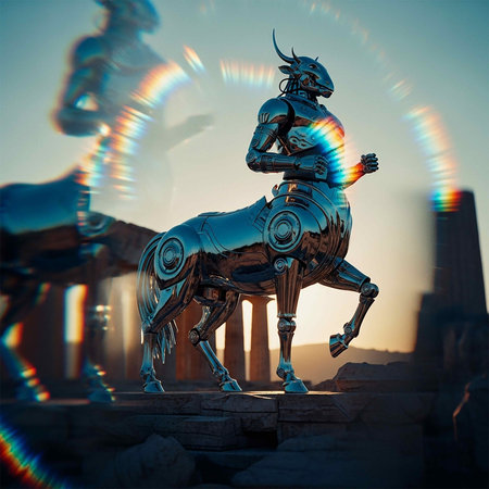 Statue of a warrior in the ancient city of Persepolisの写真素材