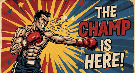 Stock illustration. People in retro pop art style and vintage advertising. Boxing is your life.