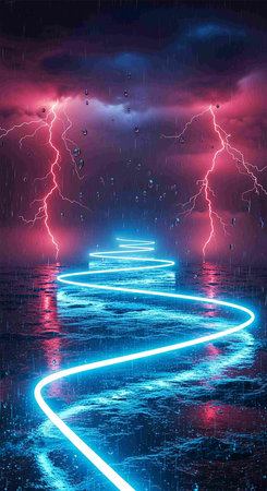 abstract background with neon light and lightning, 3d render illustration