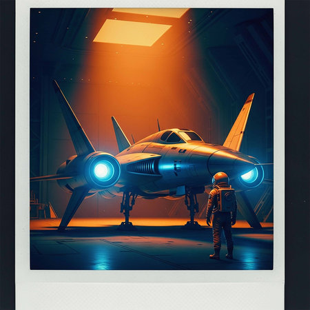 3d rendering of a futuristic spacecraft in an open space.