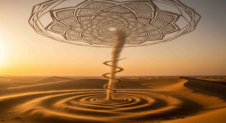 Abstract background - computer-generated image. Sunrise over the desert.の写真素材