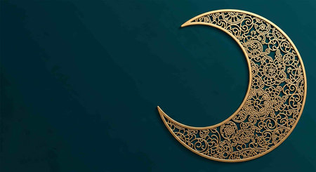Ramadan Kareem greeting card with golden crescent. Vector illustrationの写真素材
