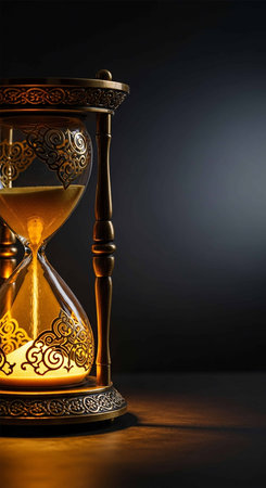 Hourglass on a dark background. The concept of time passing.