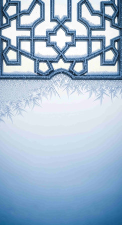 Background with oriental ornament and snowflakes. Place for your text.の写真素材