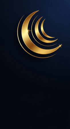 golden crescent moon on dark backgroundの写真素材