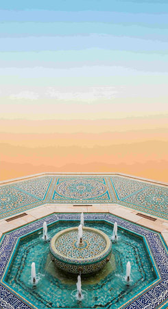 Fountain in the courtyard of the Grand Mosque in Samarkand, Uzbekistan