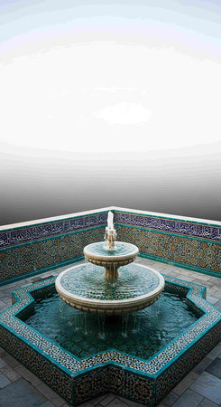 Fountain in the Alhambra Palace, Granada, Spainの写真素材