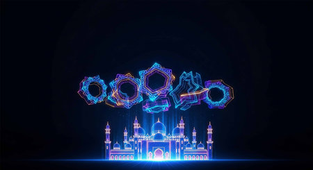 Ramadan Kareem background. Eid Mubarak greeting card. Vector illustrationの写真素材