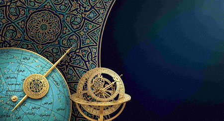 Illustration of a background with a golden compass