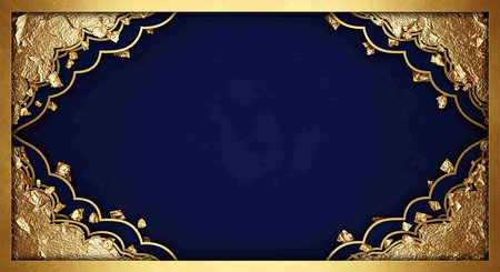 Element for design. Template for design. Blue background with gold ornament