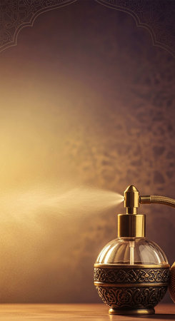 Perfume bottle on a vintage background. Selective focus.の写真素材