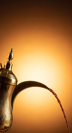 Arabic coffee pot on a gradient background. Selective focus.