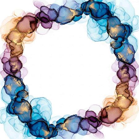 Abstract watercolor background with space for your text. Round frame.の写真素材