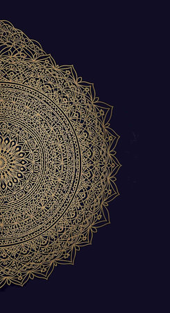 Luxury gold mandala on dark blue background. Vector illustrationの写真素材