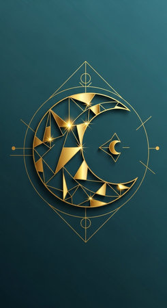 Golden Crescent Moon and Stars.の写真素材