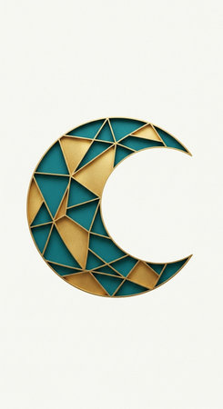 golden crescent moon on a white background, 3d illustrationの写真素材